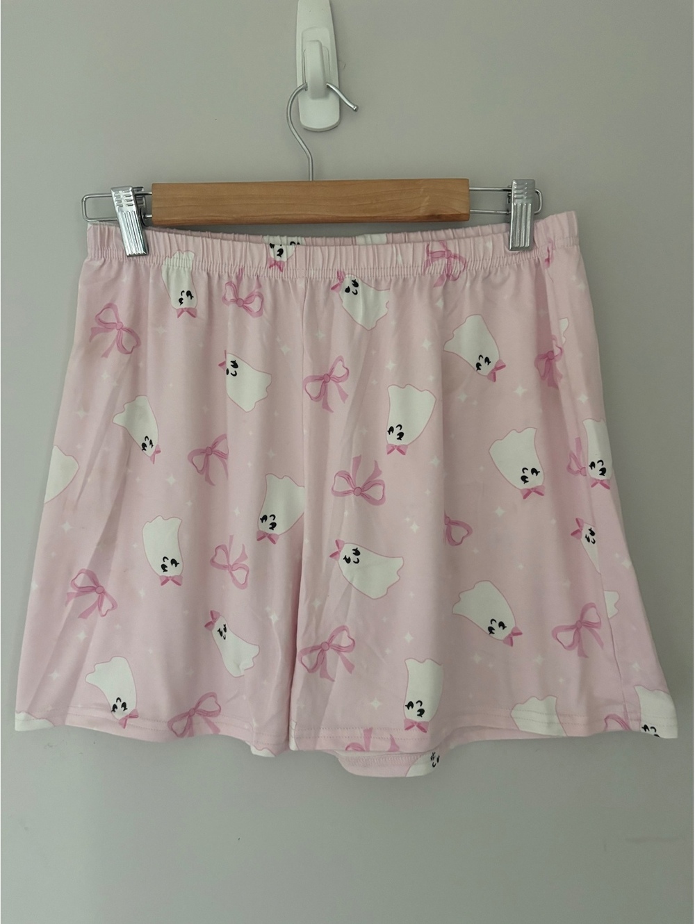 Trick or Treat Sleep Pink Ghost Print Pajama Shorts Ladies Medium halloween